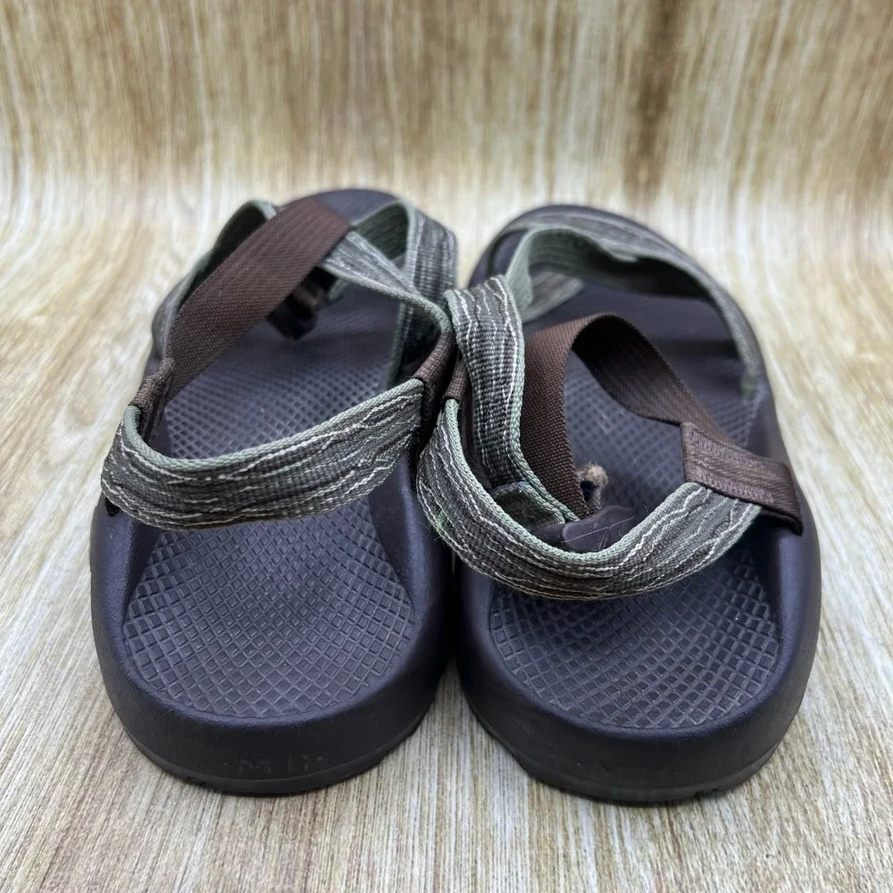 Chaco Z/2 Classic Sandals Mens Size 11 Brown Olive Green Vibram Strappy Toe Loop